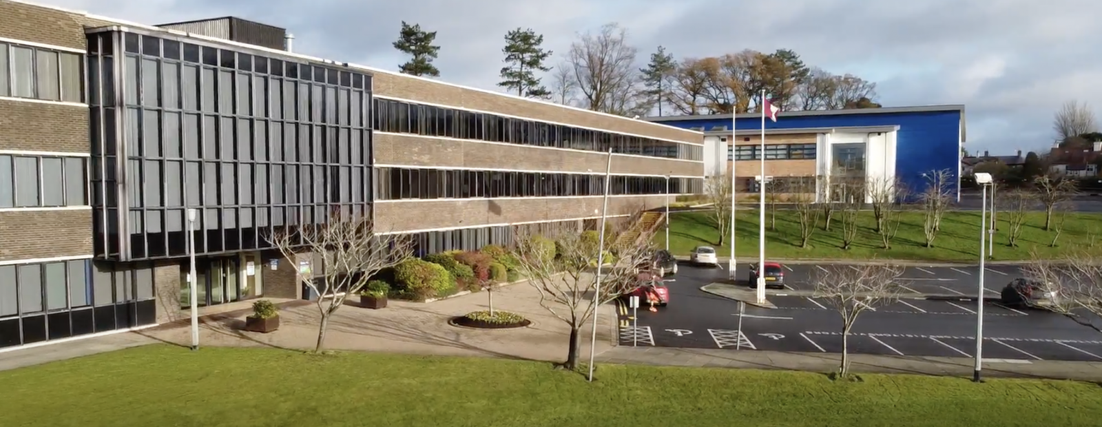 A photo showing the front of the main building of The Wallace High School Lisburn.
